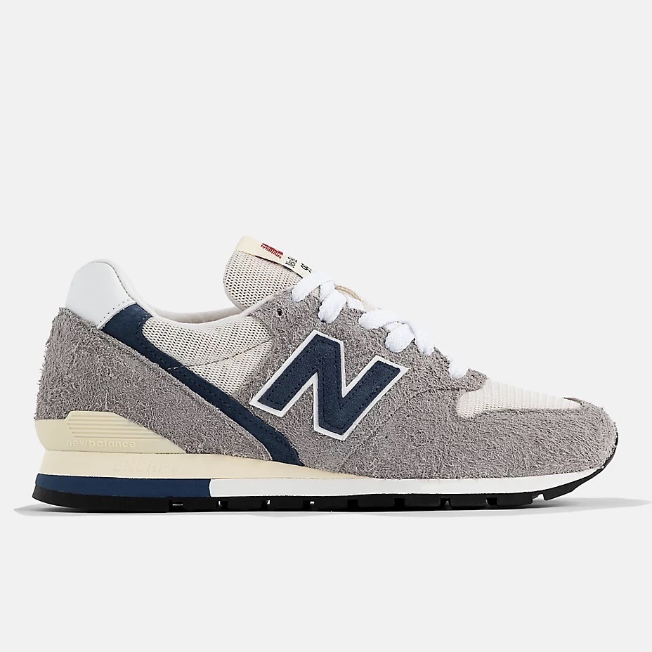 Grey suede trainers from New Balance.