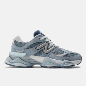 Arctic grey with steel and silver metallic New Balance trainers.