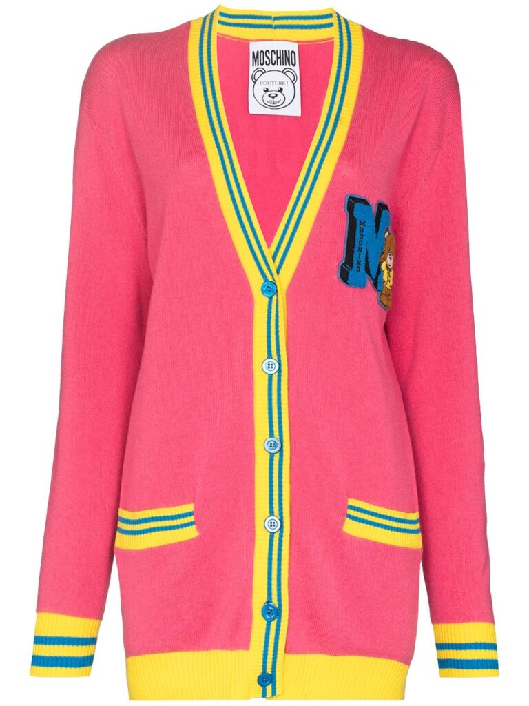 Preppy pink Moschino teddy bear cardigan