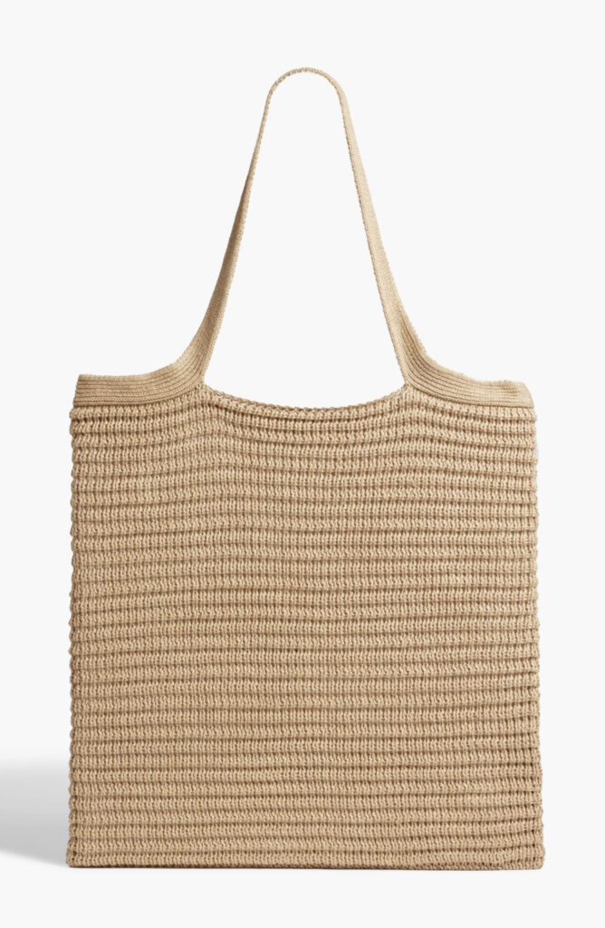 Sand brown open-knit tote bag