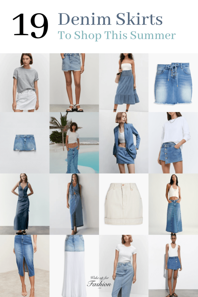 Collection of long, short, maxi and midi denim skirts for women.