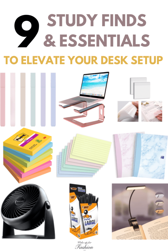 Collection of study finds including stationary and desk accessories.