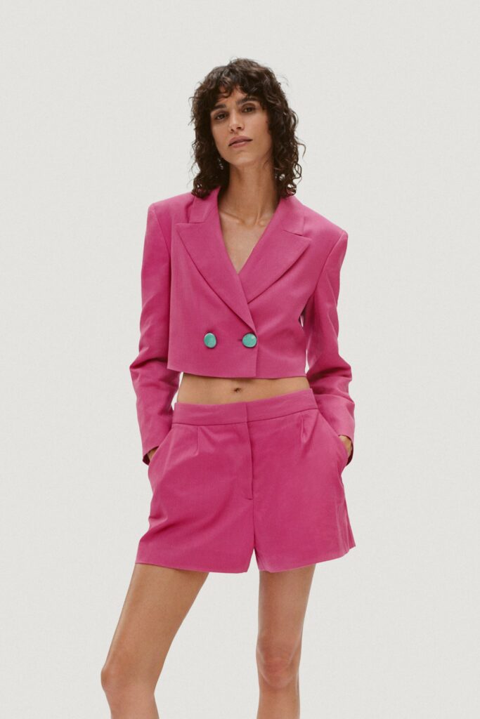 Magenta cropped Zara blazer