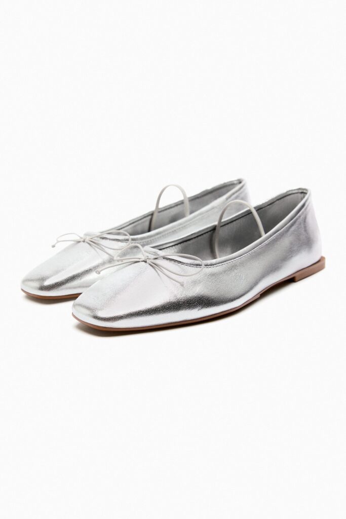 Zara silver ballet flats