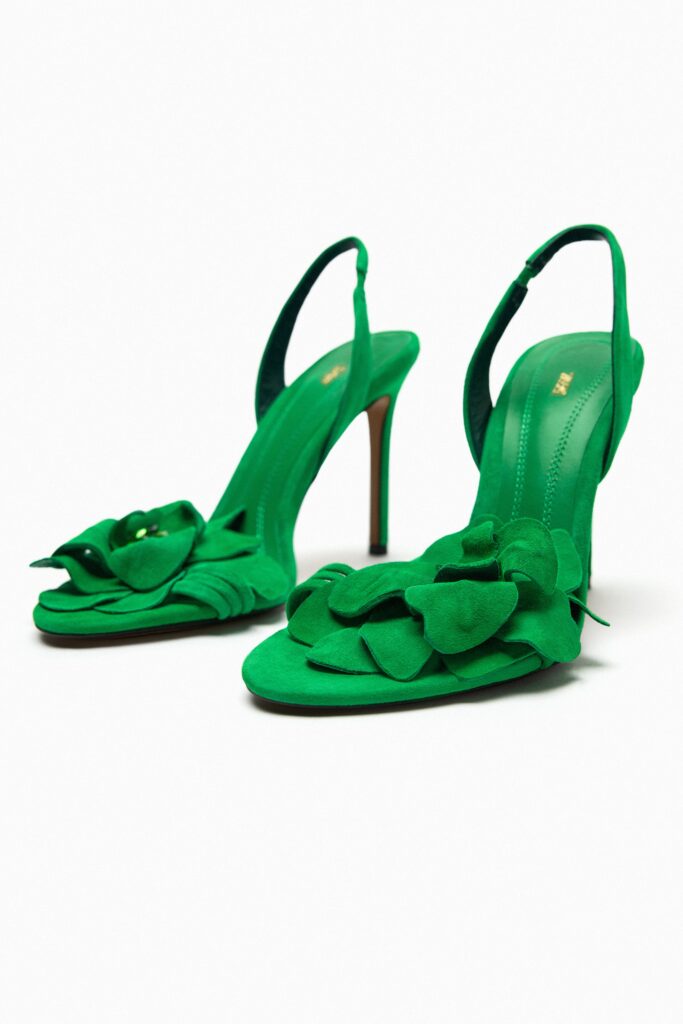 Zara green high-heel sandals