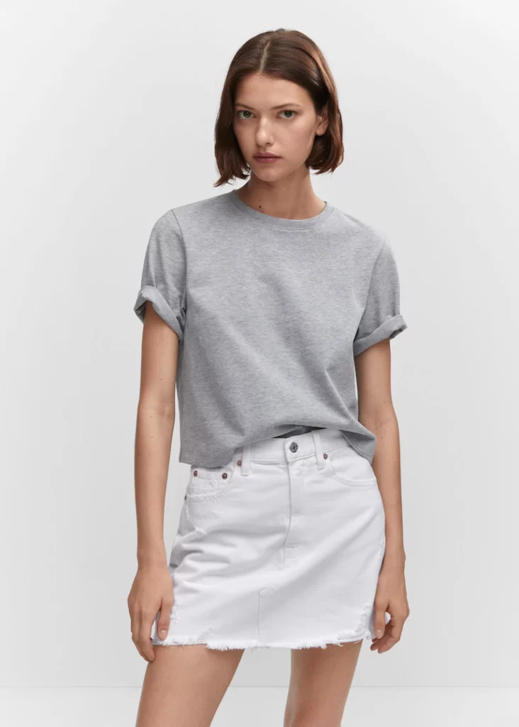 Mango white mini denim skirt