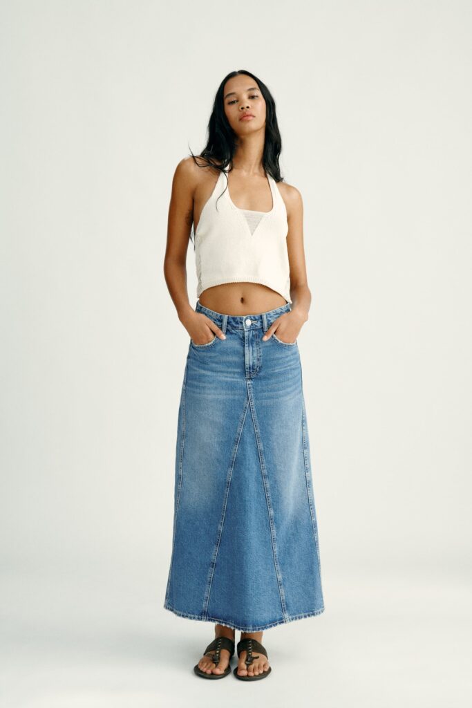 Extra long Zara denim skirt