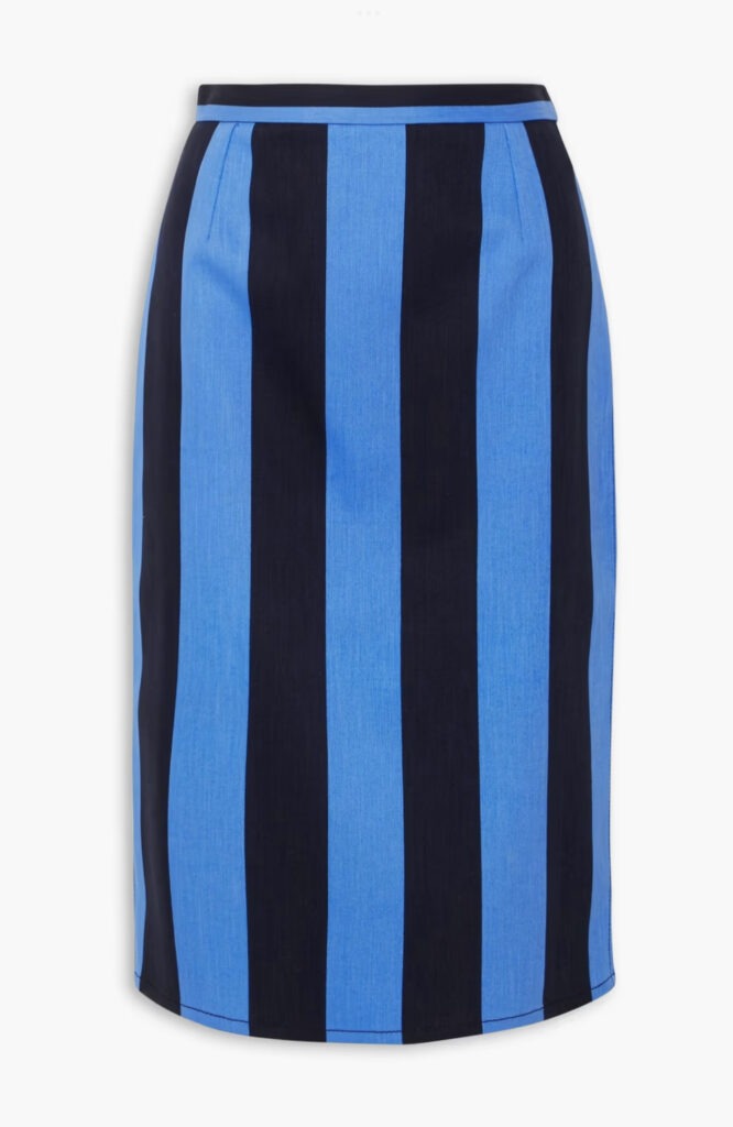 Striped denim midi skirt by Prada