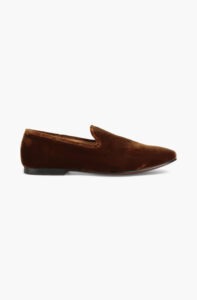 Brown velvet loafers for women