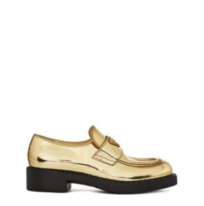 Gold Prada loafers