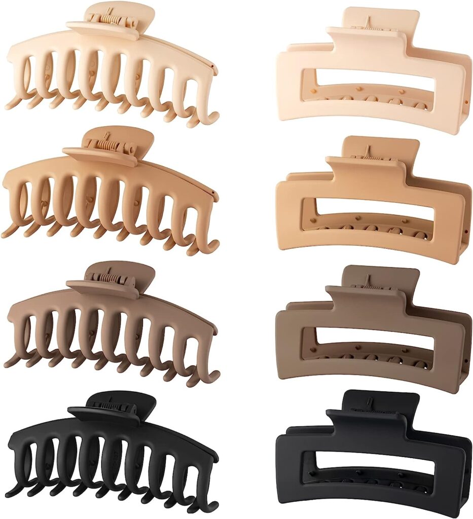 Beige, brown and black hair claw clips