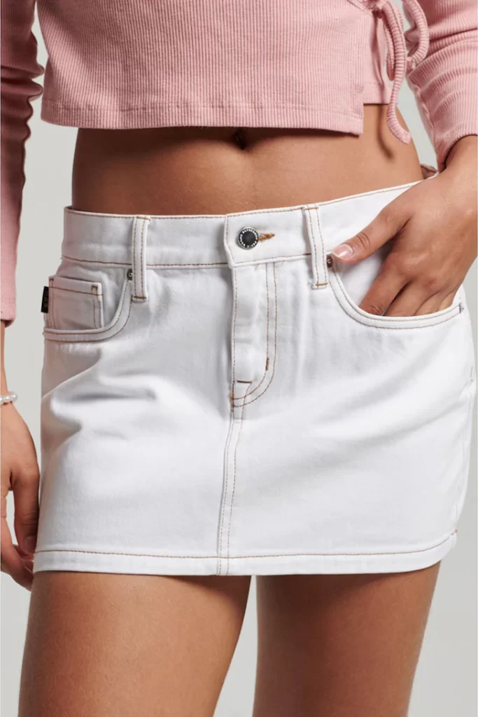 White mini jean-skirt by Superdry