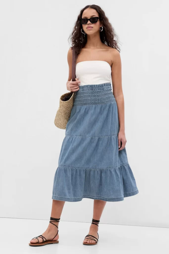 Tiered denim skirt by Gap