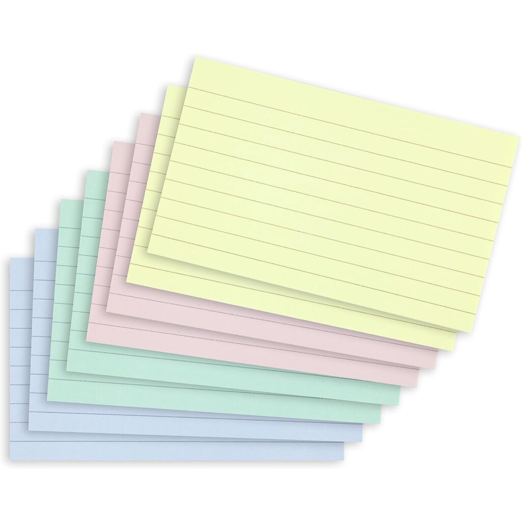 Pastel flashcards for studying