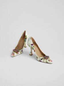 Cream heels with floral print
