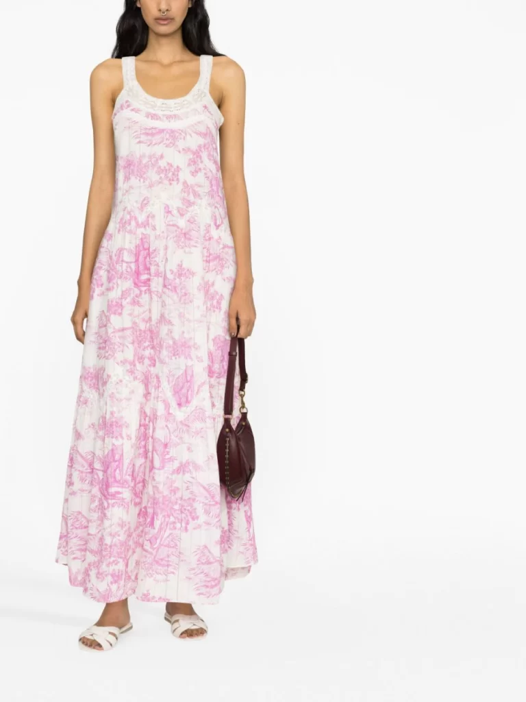 Pink and white maxi garden party dress