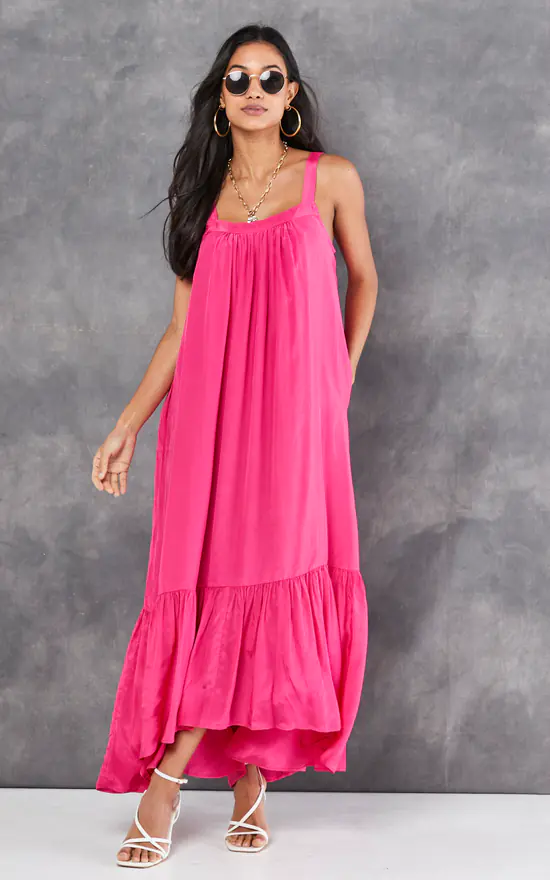 Hoot pink maxi dress with pockets