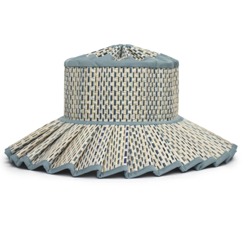 Blue and beige pleated sunhat