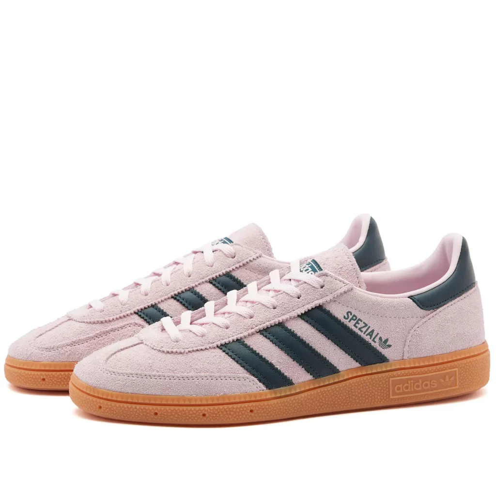 Adidas Handball Spezial in pink with green stripes