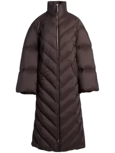 Brown high neck puffer coat for women