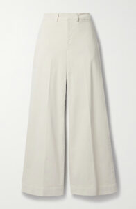 Cream stretchy wide leg trousers for women
