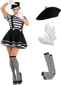 Black and white French mime costume for women