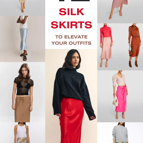 Best silk skirts including red, pink, gold, beige, blue, green and brown slip skirts.