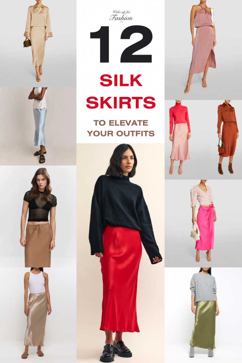 Best silk skirts including red, pink, gold, beige, blue, green and brown slip skirts.