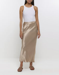 Gold satin skirt from River Island