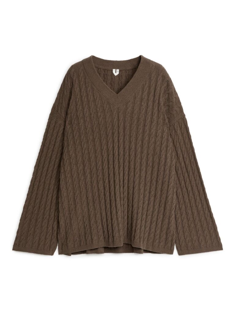 Arket brown cable-knit jumper