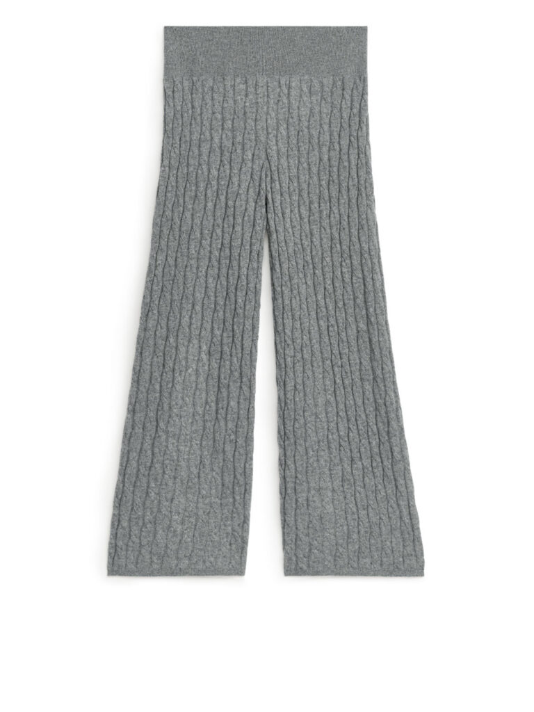 Arket grey cable-knit trousers