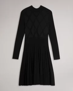 Black winter formal skater dress