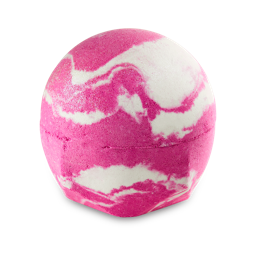 Pink and white bath bomb