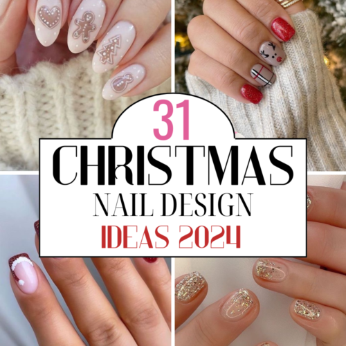 Christmas nail design ideas with gingerbreads, candy canes and tree nail art for Christmas 2024.