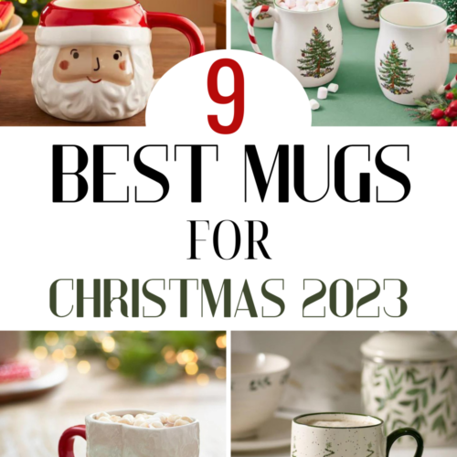 Collection of best Christmas mugs including Christmas tree and Santa mugs.