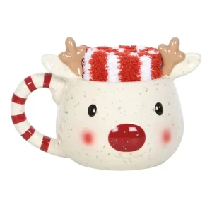 Rudolph Reindeer Mug and Socks Gift Set
