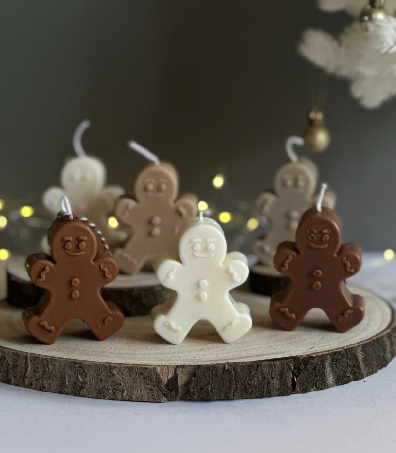 Aesthetic brown and cream gingerbread candles