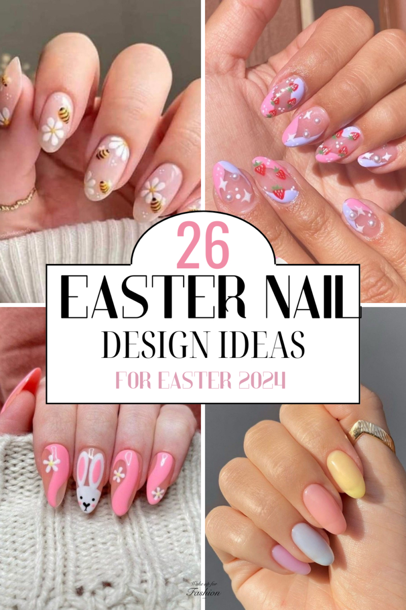 Easter nail design ideas including bunny, pastel and bee nails