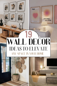 Wall decor ideas including wall art, lights and shelves