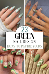 Collection of green nail design ideas.