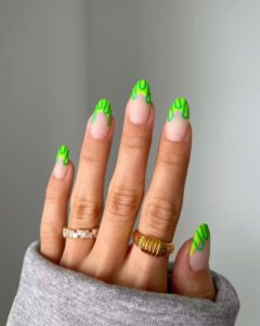 Neon green french tip nails