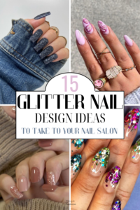 Collection of glitter nail designs.
