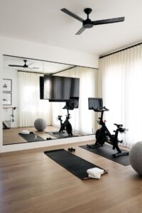 Large TV in home gym