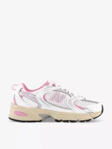 NEW BALANCE trainers with pink, white and silver design