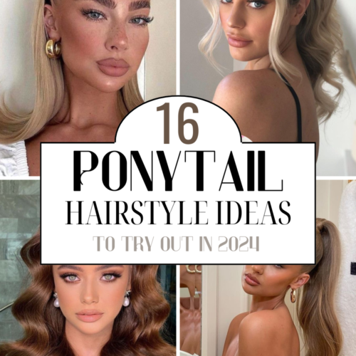 Collage of four ponytail hairstyle ideas for women.