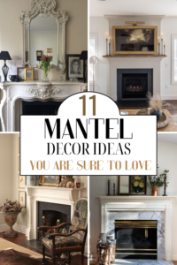 Mantel decor ideas for a living room mantelpiece.