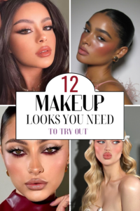 Collection of cute makeup looks including glazed blush, dusty rose and soft glam makeup.