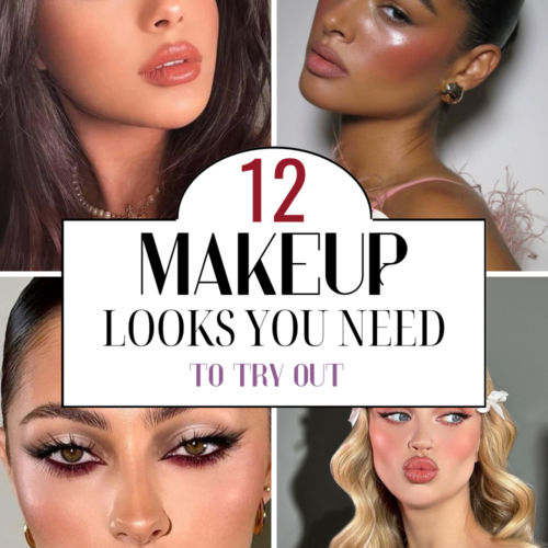 Collection of cute makeup looks including glazed blush, dusty rose and soft glam makeup.