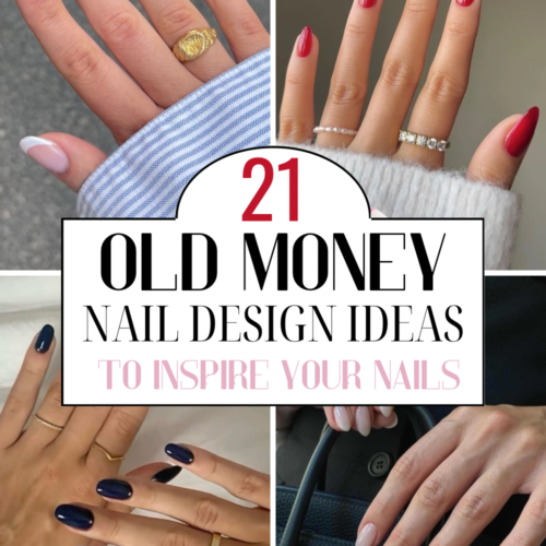 Collection of old money nails including french tip nails, red nails and navy nails.