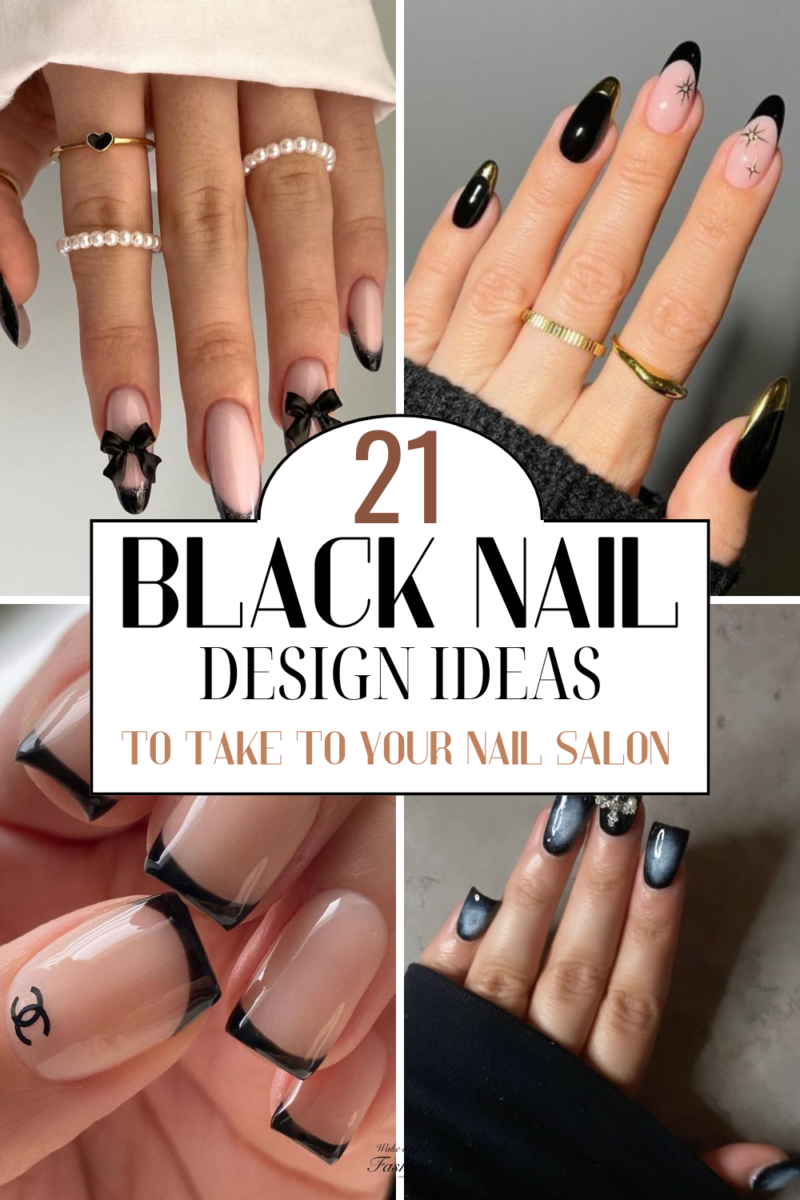 Black nail design ideas to get done at your nail salon.